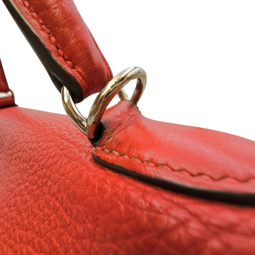 Kelly 28 Rouge Casaque in Clemence Palladium hardware