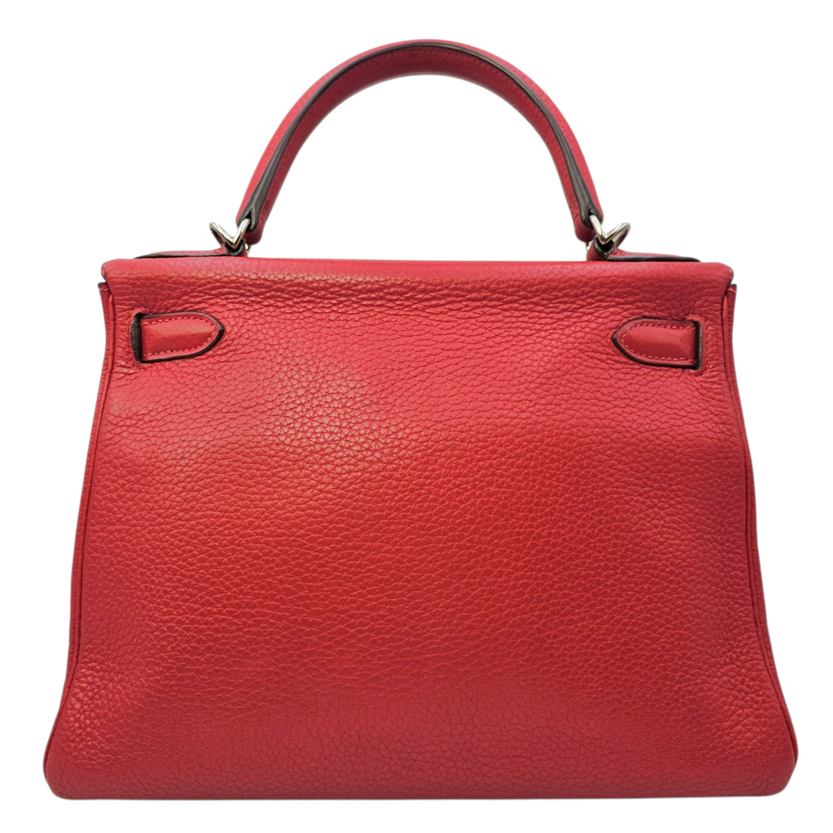 Kelly 28 Rouge Casaque in Clemence Palladium hardware