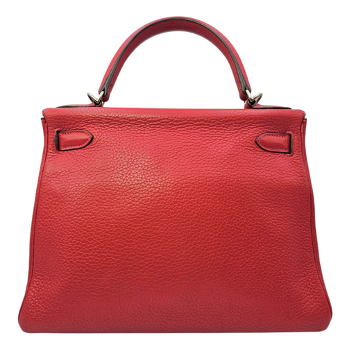 Kelly 28 Rouge Casaque in Clemence Palladium hardware