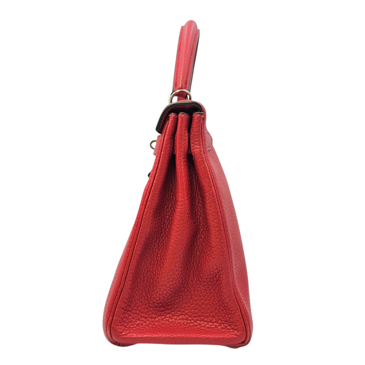 Kelly 28 Rouge Casaque in Clemence Palladium hardware