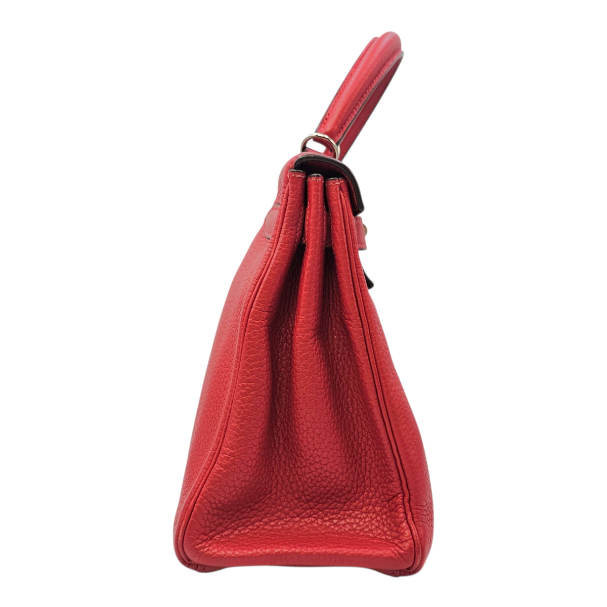 Kelly 28 Rouge Casaque in Clemence Palladium hardware