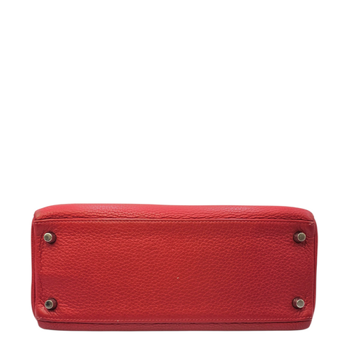 Kelly 28 Rouge Casaque in Clemence Palladium hardware