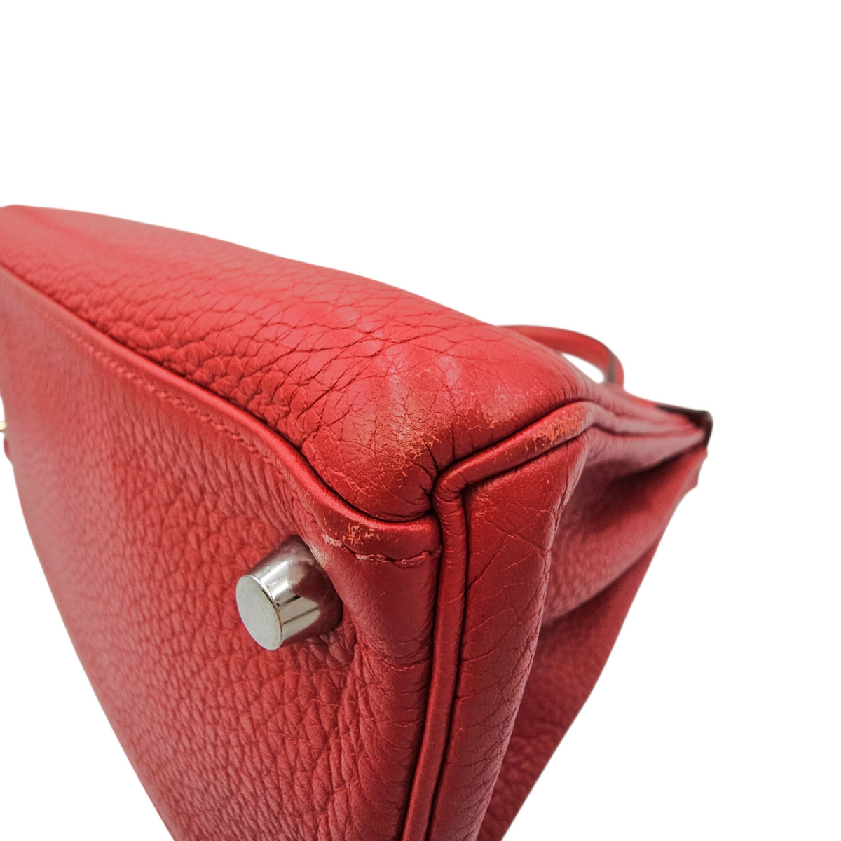 Kelly 28 Rouge Casaque in Clemence Palladium hardware