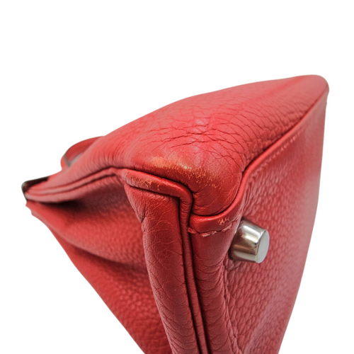 Kelly 28 Rouge Casaque in Clemence Palladium hardware