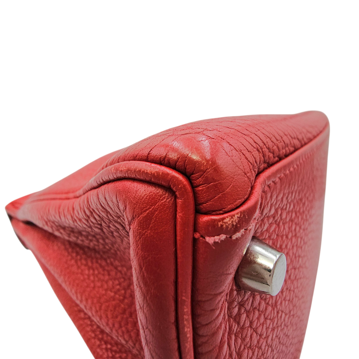 Kelly 28 Rouge Casaque in Clemence Palladium hardware