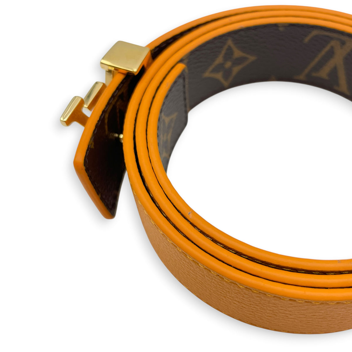 Reversible 30mm Orange Belt Gold hardware