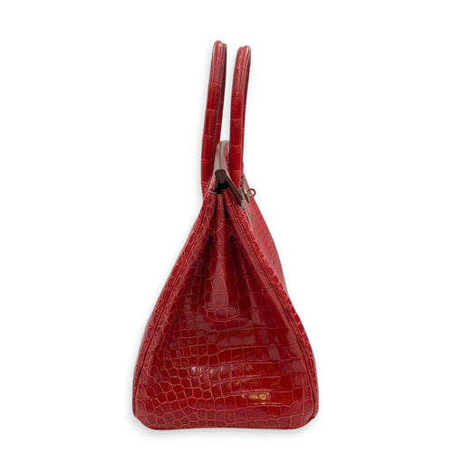 Birkin 35 Braise in Shiny Porosus Palladium hardware
