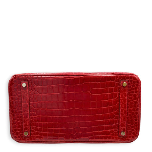 Birkin 35 Braise in Shiny Porosus Palladium hardware