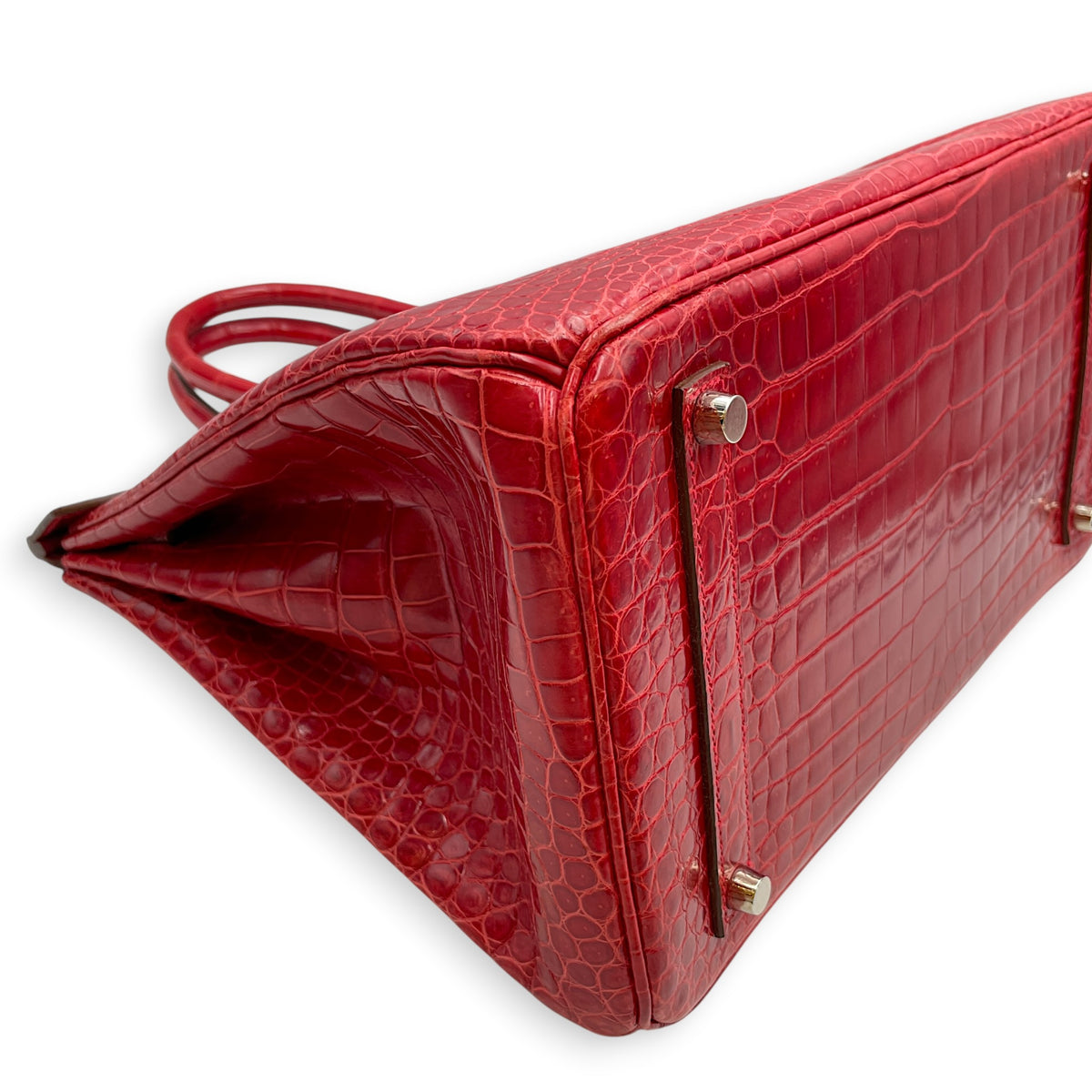 Birkin 35 Braise in Shiny Porosus Palladium hardware