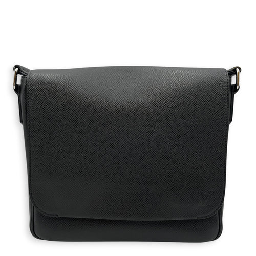 Speed LV Aerogram  Black Messenger in Taiga Leather Silver hardware