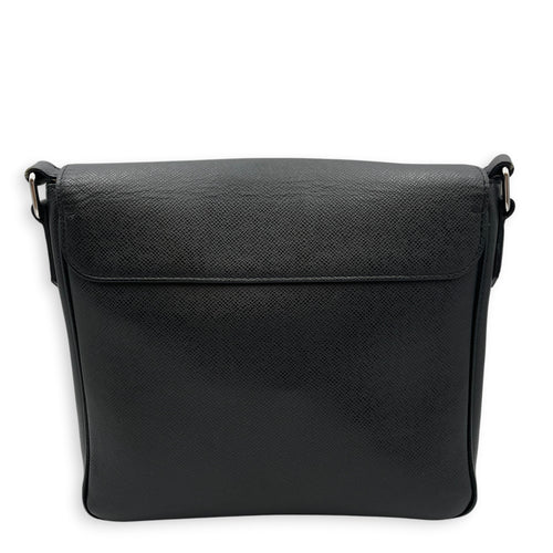 Speed LV Aerogram  Black Messenger in Taiga Leather Silver hardware