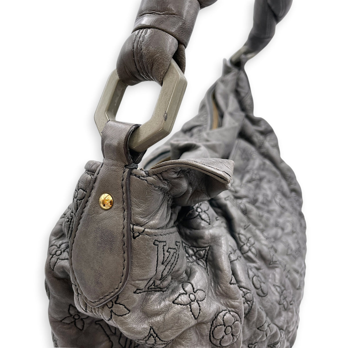 Olympe Nimbus  PM Grey Shoulder Bag in Lambskin Gold hardware