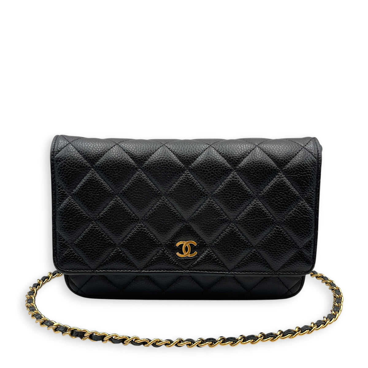 WOC  Black Crossbody Bag in Caviar Leather Gold hardware