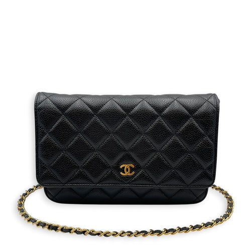 WOC  Black Crossbody Bag in Caviar Leather Gold hardware