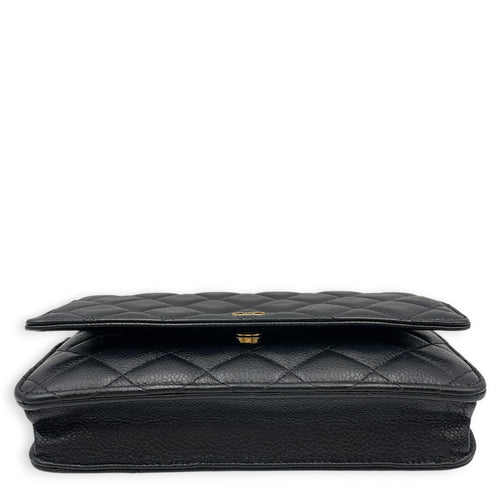 WOC  Black Crossbody Bag in Caviar Leather Gold hardware