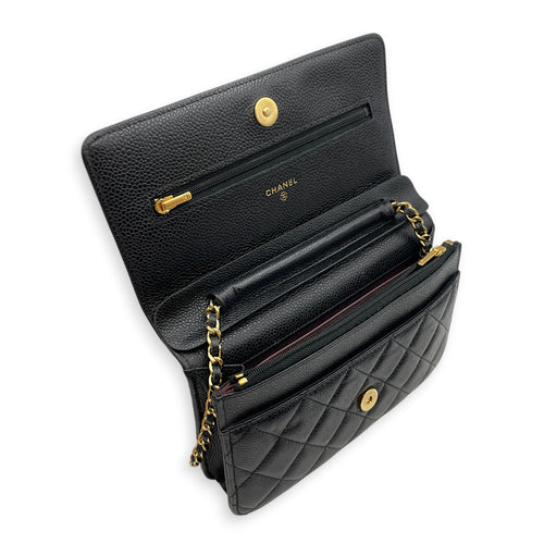 WOC  Black Crossbody Bag in Caviar Leather Gold hardware