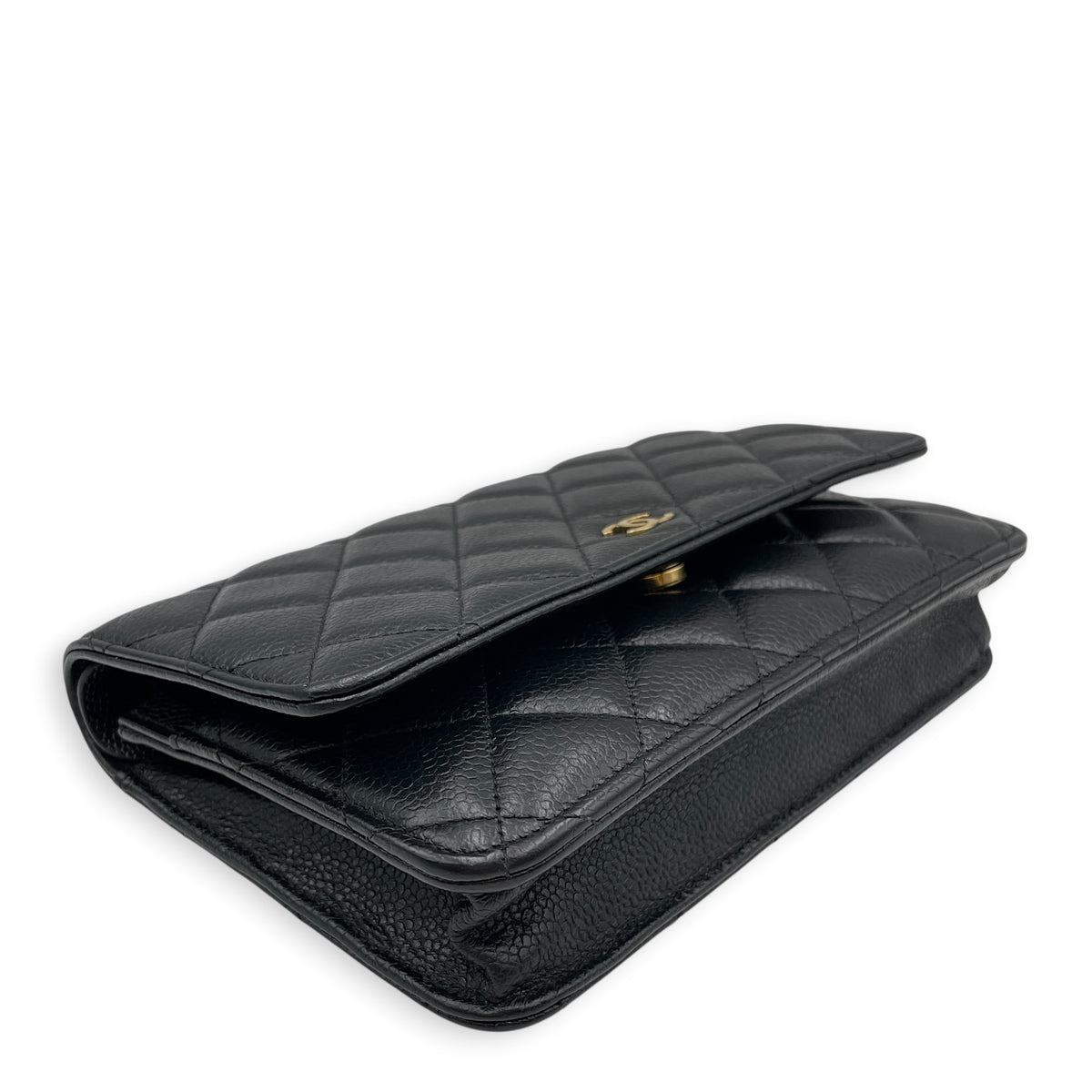 WOC  Black Crossbody Bag in Caviar Leather Gold hardware