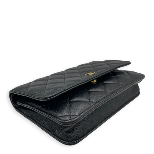 WOC  Black Crossbody Bag in Caviar Leather Gold hardware