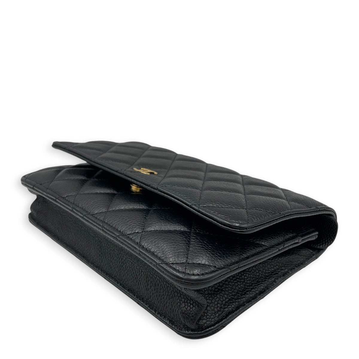 WOC  Black Crossbody Bag in Caviar Leather Gold hardware