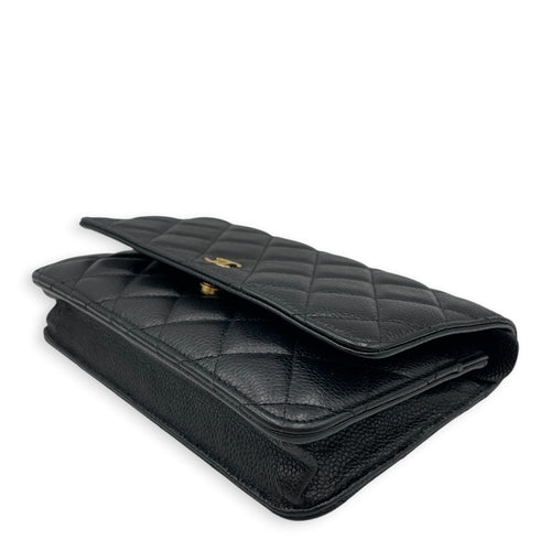 WOC  Black Crossbody Bag in Caviar Leather Gold hardware