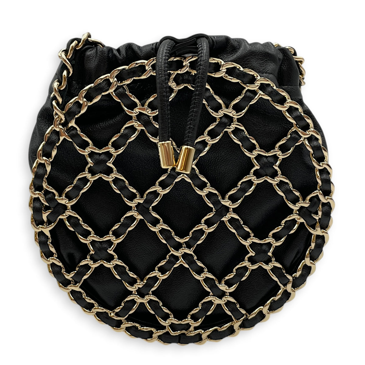 Vanity Chain Basket  Black Crossbody Bag in Lambskin Light Gold hardware