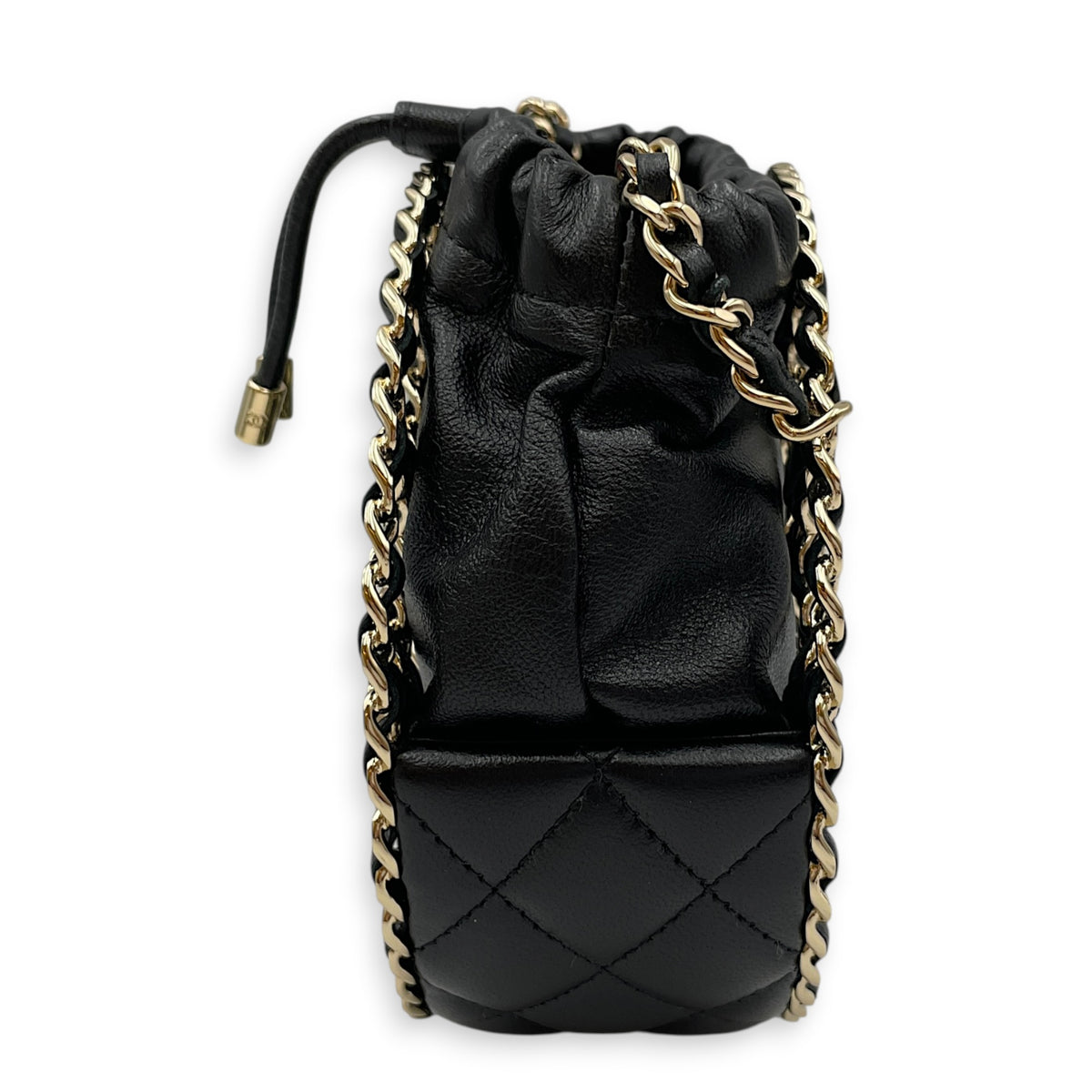 Vanity Chain Basket  Black Crossbody Bag in Lambskin Light Gold hardware