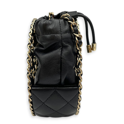 Vanity Chain Basket  Black Crossbody Bag in Lambskin Light Gold hardware