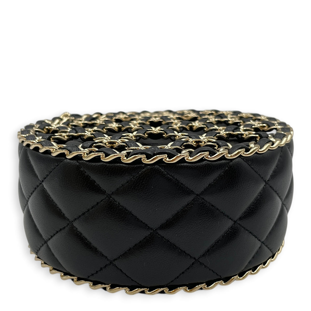 Vanity Chain Basket  Black Crossbody Bag in Lambskin Light Gold hardware