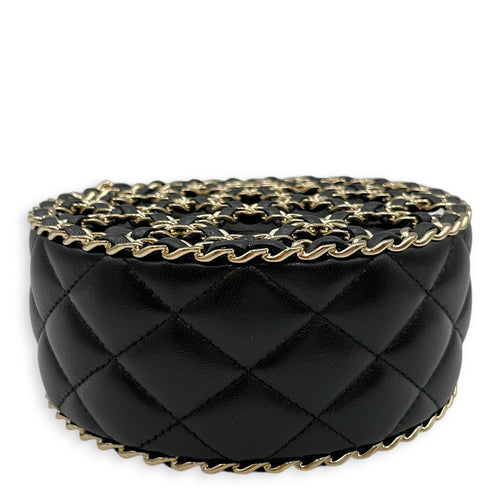 Vanity Chain Basket  Black Crossbody Bag in Lambskin Light Gold hardware