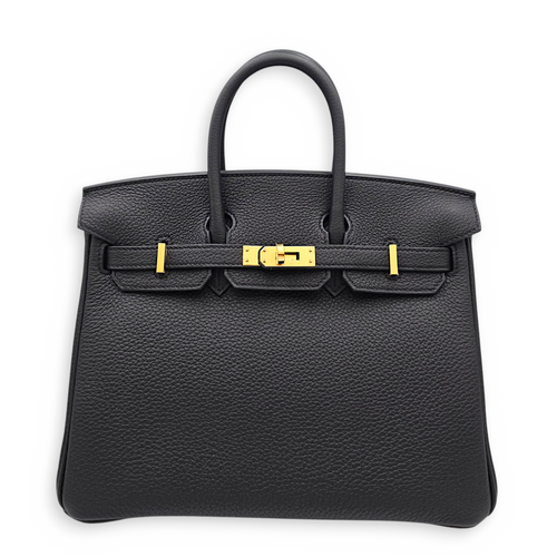 Birkin 25 Noir in Togo Gold hardware