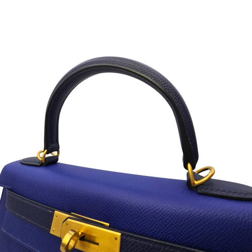 HSS Sellier Kelly  28 Blue Electric/Blue Indigo in Epsom Brushed Gold hardware