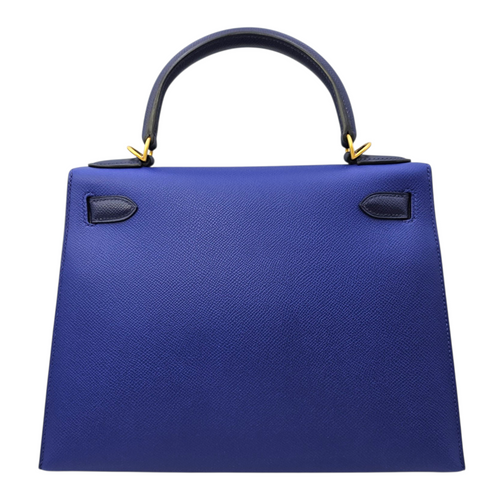 HSS Sellier Kelly  28 Blue Electric/Blue Indigo in Epsom Brushed Gold hardware