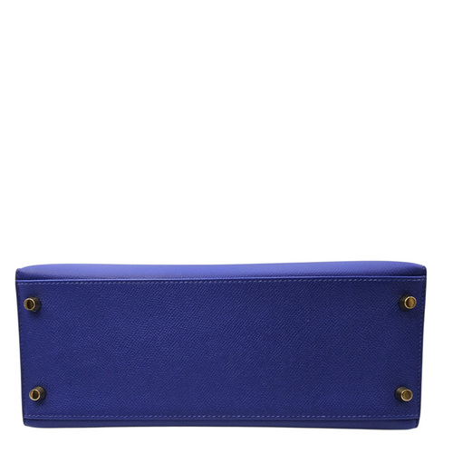 HSS Sellier Kelly  28 Blue Electric/Blue Indigo in Epsom Brushed Gold hardware