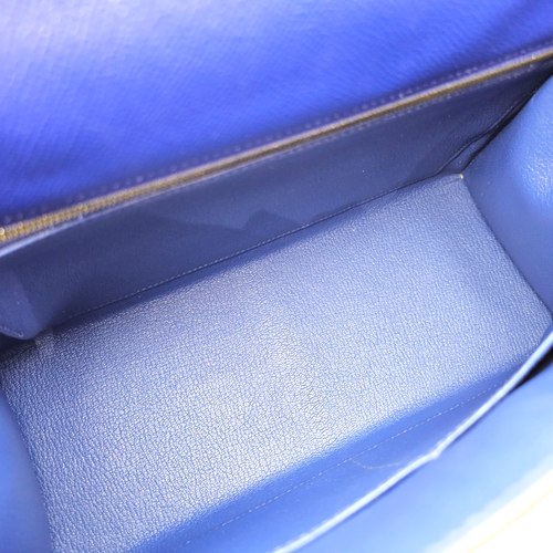 HSS Sellier Kelly  28 Blue Electric/Blue Indigo in Epsom Brushed Gold hardware