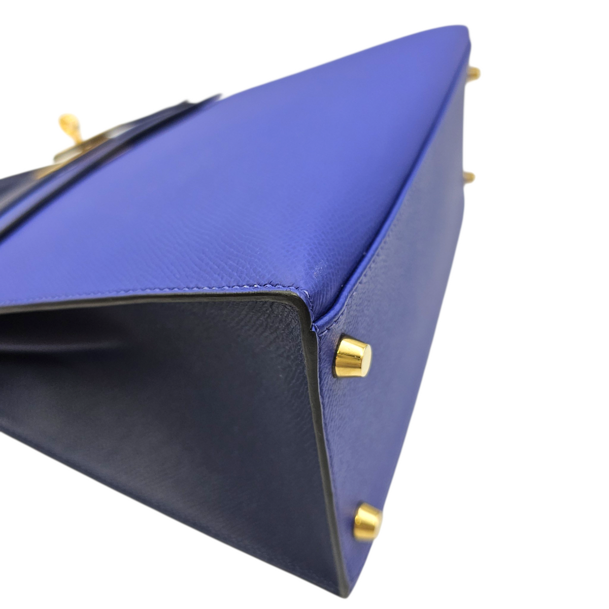 HSS Sellier Kelly  28 Blue Electric/Blue Indigo in Epsom Brushed Gold hardware
