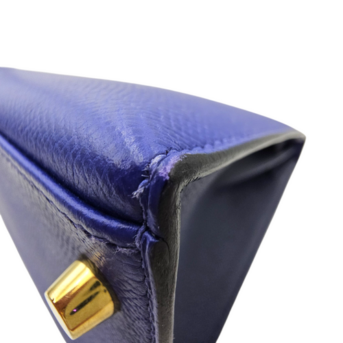 HSS Sellier Kelly  28 Blue Electric/Blue Indigo in Epsom Brushed Gold hardware