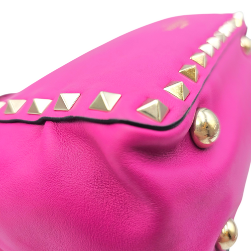 Rockstud Pink Top Handle Bag in Calfskin Light Gold hardware