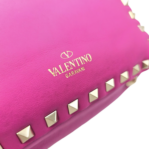 Rockstud Pink Top Handle Bag in Calfskin Light Gold hardware