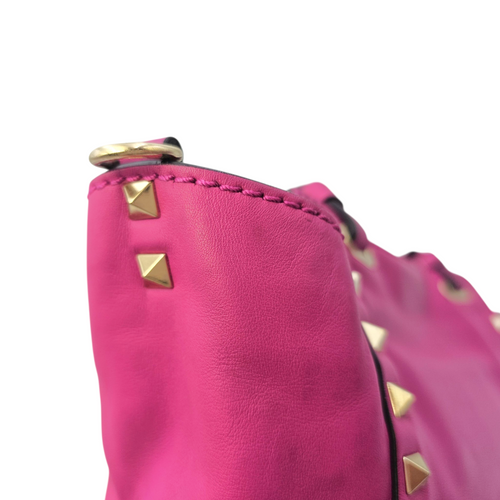 Rockstud Pink Top Handle Bag in Calfskin Light Gold hardware