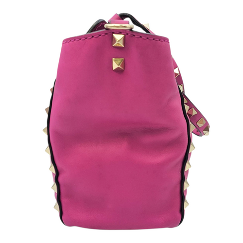 Rockstud Pink Top Handle Bag in Calfskin Light Gold hardware