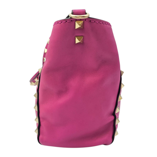 Rockstud Pink Top Handle Bag in Calfskin Light Gold hardware