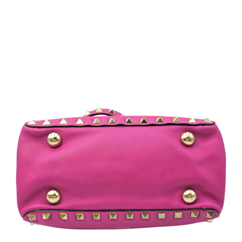 Rockstud Pink Top Handle Bag in Calfskin Light Gold hardware