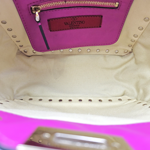 Rockstud Pink Top Handle Bag in Calfskin Light Gold hardware