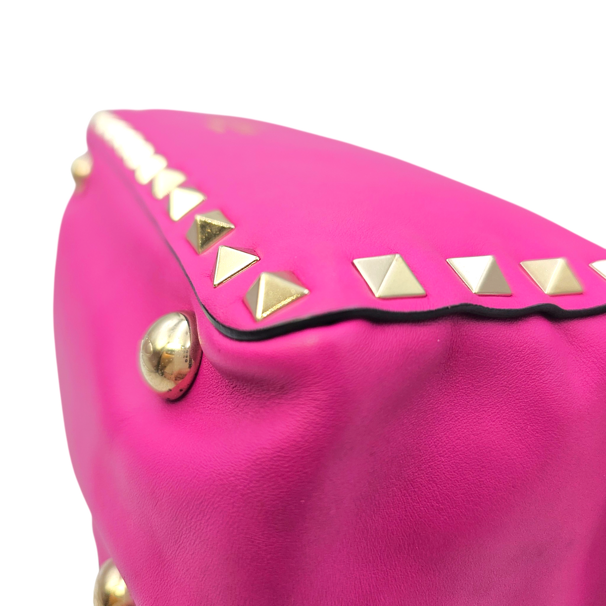 Rockstud Pink Top Handle Bag in Calfskin Light Gold hardware