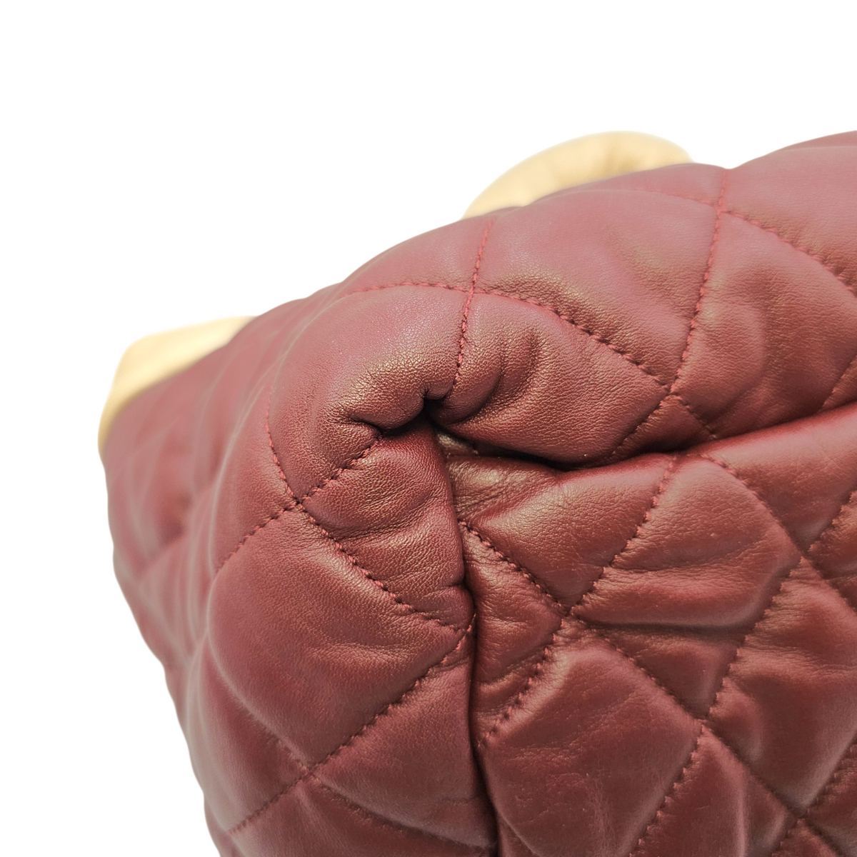 Coco Cocoon Reversible  Burgundy and Gold Top Handle Bag in Lambskin Gold hardware