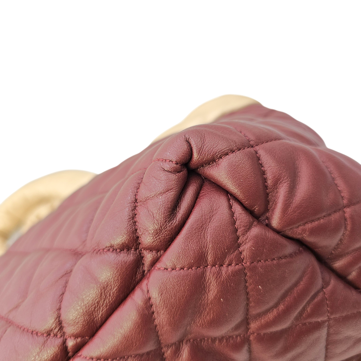 Coco Cocoon Reversible  Burgundy and Gold Top Handle Bag in Lambskin Gold hardware