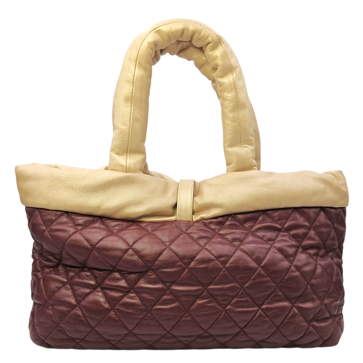 Coco Cocoon Reversible  Burgundy and Gold Top Handle Bag in Lambskin Gold hardware