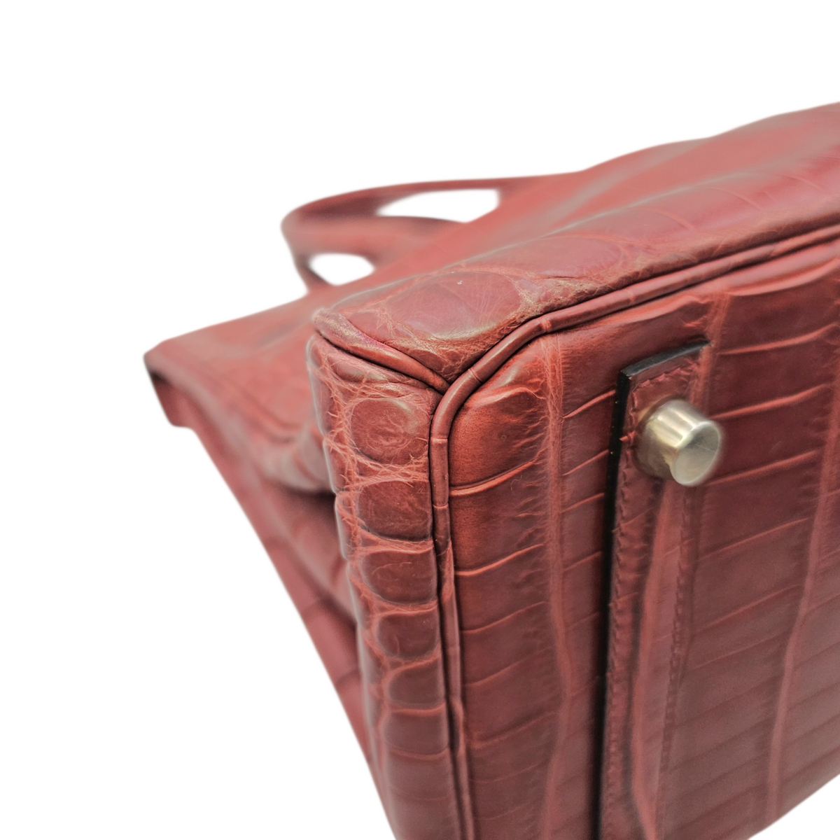 Birkin 30 Rouge H  in Matte Niloticus Palladium hardware
