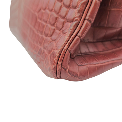 Birkin 30 Rouge H  in Matte Niloticus Palladium hardware