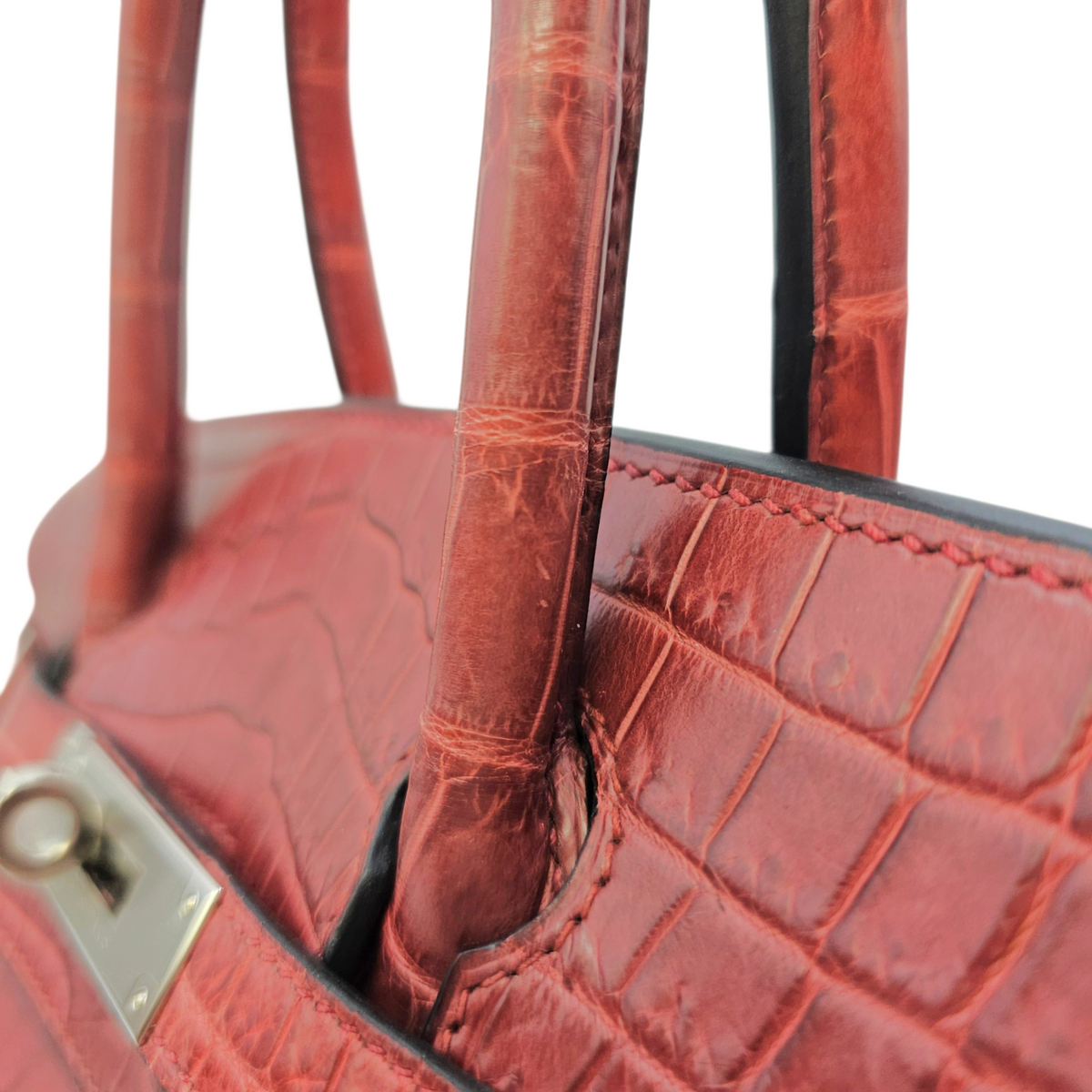 Birkin 30 Rouge H  in Matte Niloticus Palladium hardware